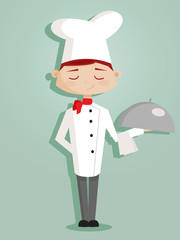 Retro cartoon chef, vector illustration