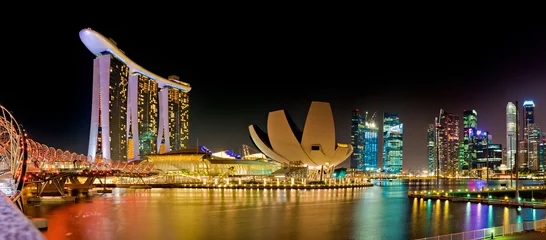 Selbstklebende Fototapete Lustiger Hund Marina Bay Singapur-Panorama