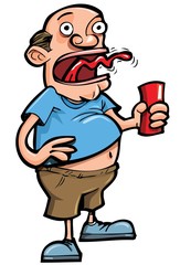Cartoon of beer drinker belching
