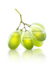 Transparent grapes, concept image for grape juice or wine isolated on white background