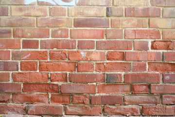 weathered stained old  red brick wall background