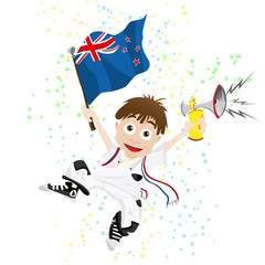 New Zealand Sport Fan with Flag and Horn