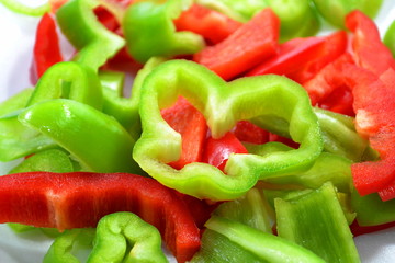 Red and Green Sliced Summer Peppers