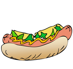 Un gustoso Panino con Wurstel, formaggio e insalata