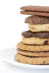 Tower of different types of biscuits
