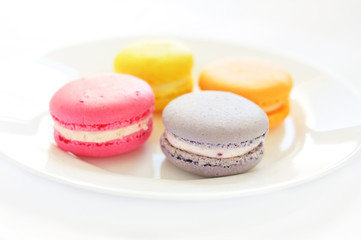 Colorful macaroons on rhe plate