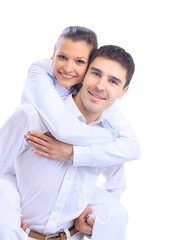 Portrait of a happy young couple having fun together