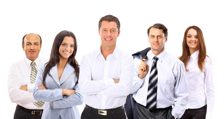 business man and his team isolated over a white