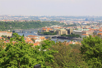 Fototapeta na wymiar View on the spring Prague, historical city of Czech Republic