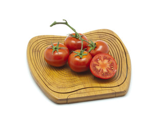 Wood Cutting Board with Tomatoes