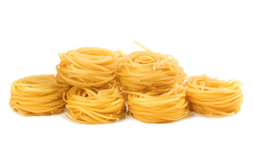 Pasta meal for dinner on white isolated background