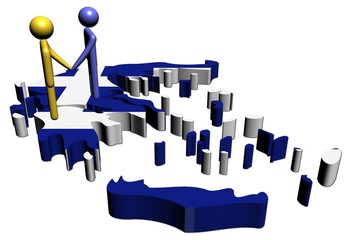meeting with Greece map flag illustration