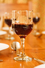 Wine glasses on table