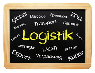 Obraz premium Logistik Konzept Tafel mit Ideen