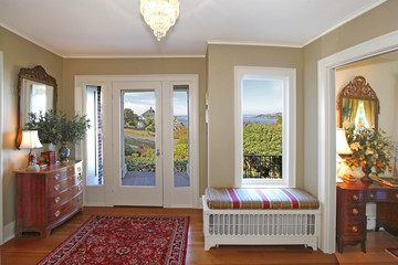 Entrance with beautiful view and antique furniture
