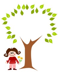 Illustration: Mädchen unter Baum