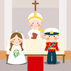 Wedding ceremony of Prince and Princess inside church