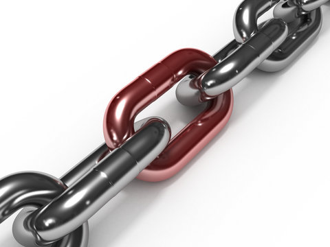 Iron chain with red link
