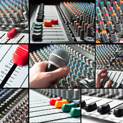 Audio mixer tileset with microphone and sliders