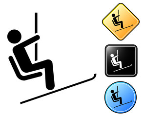 Ski lift pictogram and signs
