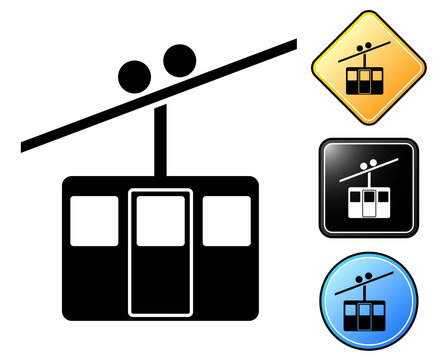 Cable car pictogram and signs
