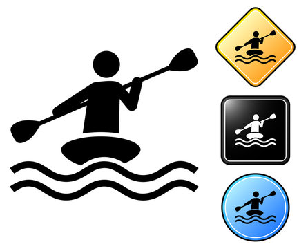 Kayak pictogram and signs