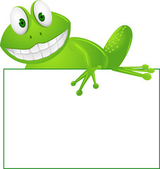 frog and blank sign