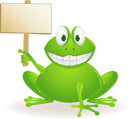 cute frog and blank sign