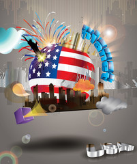 planet usa. vector background. explosion of colors and shapes