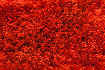 Red Rug Woolen Fibres Close-Up