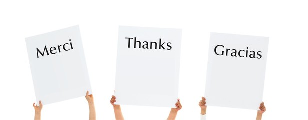 CARTELES ARRIBA GRACIAS MERCI THANKS