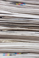 Pile of newspapers close up