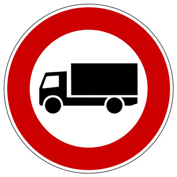 Einfahrt verboten f&uuml;r Lkws,  Verkehrsschild