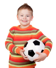 Student little child with soccer ball