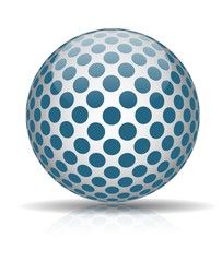 Abstract ball with blue circles  isolated on white background