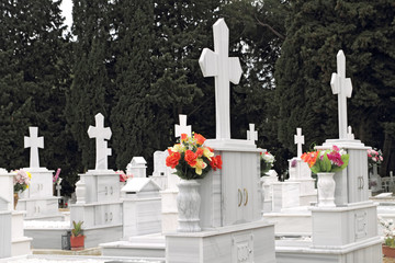 Marble tombs in orthodox cemetery