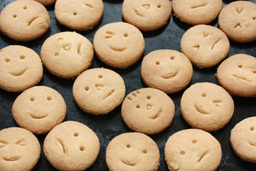 homemade face cookie on the baking tray