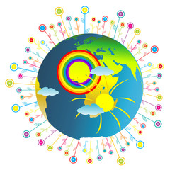 Obraz premium Sunny day over planet Earth