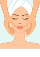girl in spa salon takes a facial massage