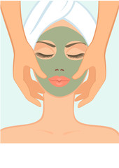 girl in spa salon takes a facial massage