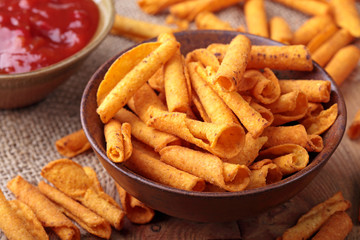 Tortilla chips with salsa dip