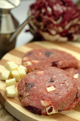 Hamburger with cheese and vegetables