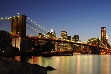 Fototapeta na wymiar Bridge Brooklyn nocą