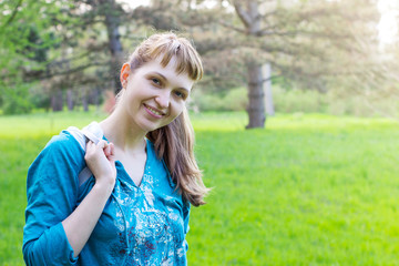 Fototapeta premium Young beautiful woman outdoor