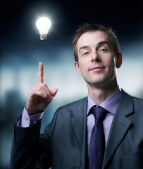 Businessman with Idea Bulb