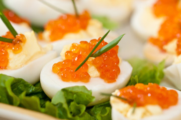 Eggs with red caviar