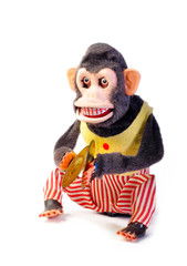 Vintage antique monkey isolated on white background