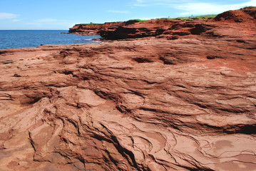 Fototapeta na wymiar Red rocks of Cavendish, PEI, Canada