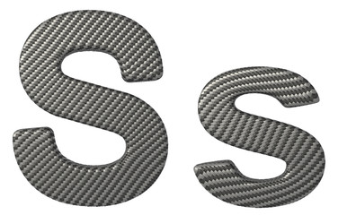 Naklejka premium Carbon fiber font S lowercase and capital letters