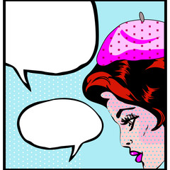 Pop art vector illustration of a woman